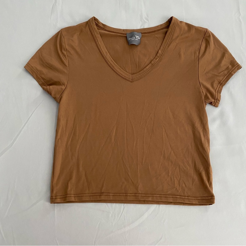 Olivia Rae Brown V-Neck Women's Top T-Shirt